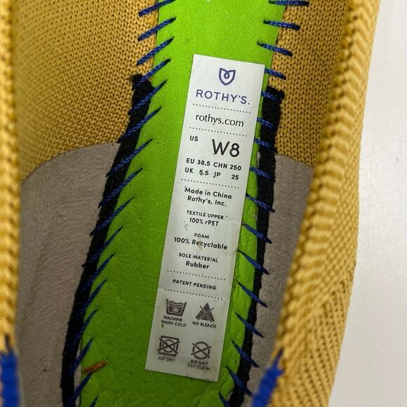 Rothy’s The Point Pointed Toe Ballet Flats Marigold Knit Machine Washable - W8 - Picture 7 of 11